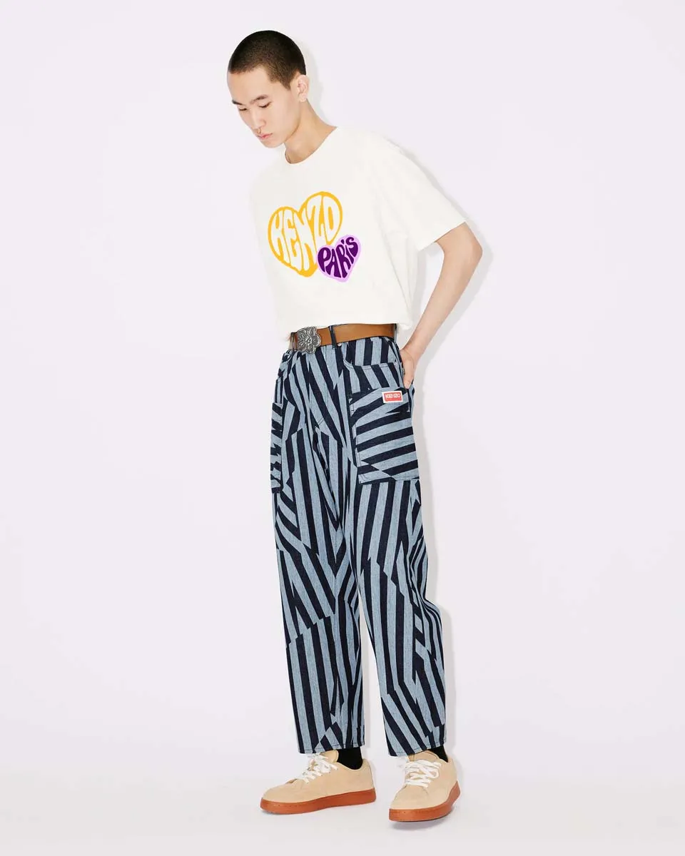 [Chinese Valentine's Day Series] KENZO 23 early autumn new men's love pattern letter casual T-shirt Color: Black Tibetan Blue White Size: M L
